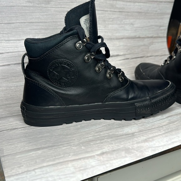 Converse ( Chucks ) All Black leather high top (Monochrome) men’s 9 women 7 - Picture 7 of 16